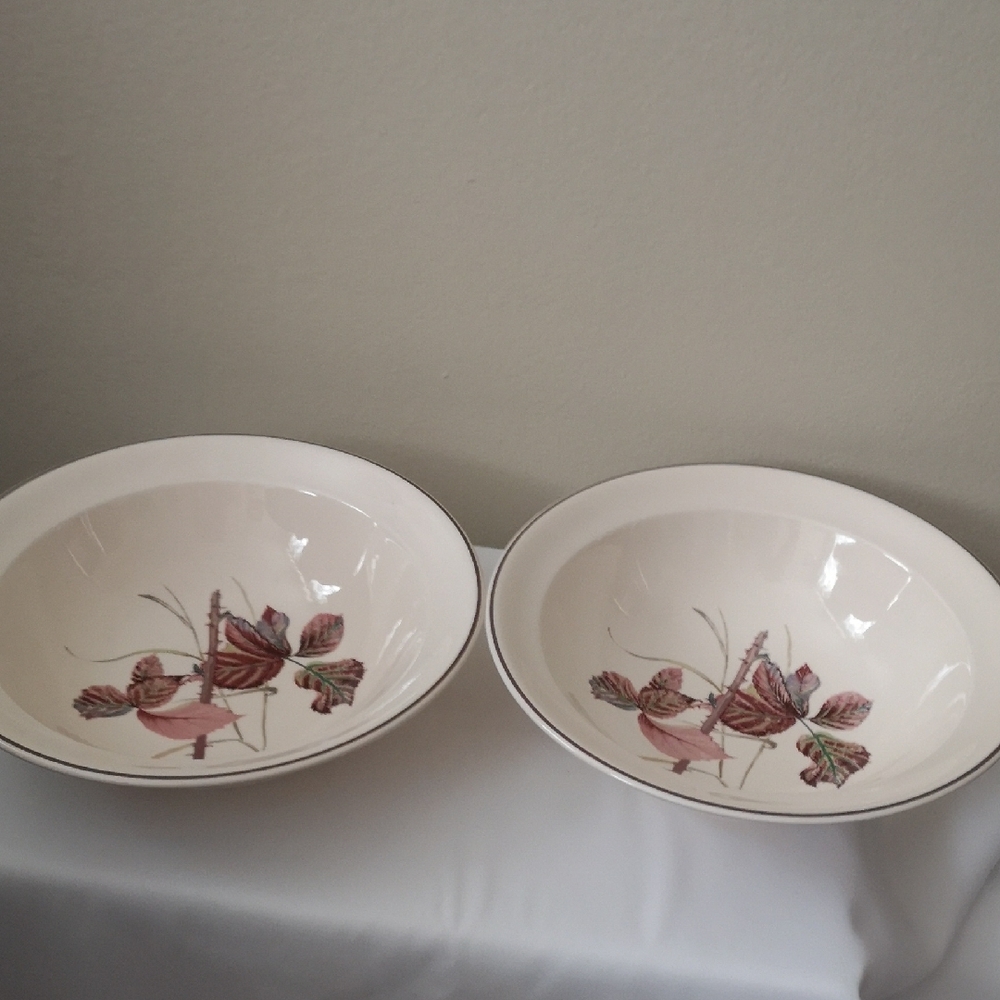 Elegant Cream Noritake Ireland Serving Bowls (Set 2) With Bramble Leaves Pattern